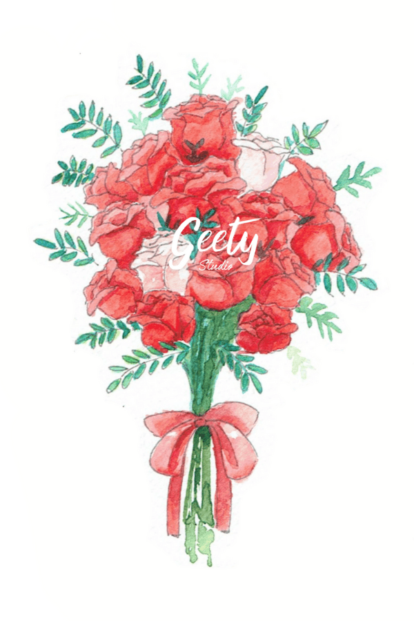 Scarlet Valentine's rose bouquet thumbnail